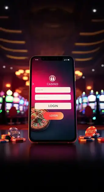 Interface de connexion sécurisée de Savaspin Casino affichant les champs email et mot de passe, avec un design moderne et des éléments de protection des données, symbolisant la confiance et l'accessibilité.